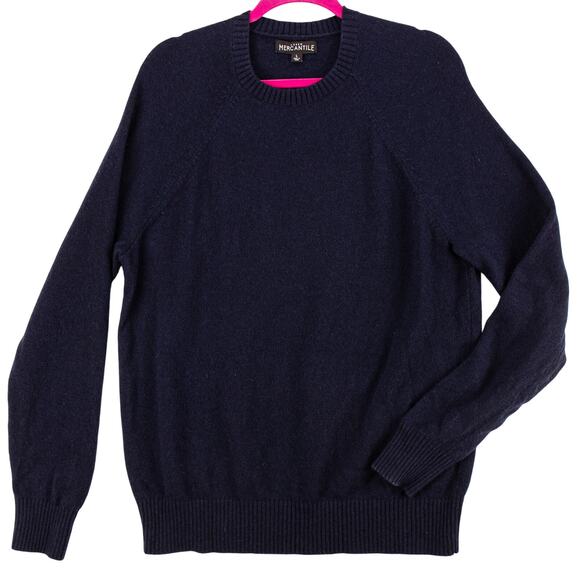 J. Crew Men's Long Sleeve Sweater Navy Blue Wool Blend Mercantile Large Crewneck - Picture 1 of 9